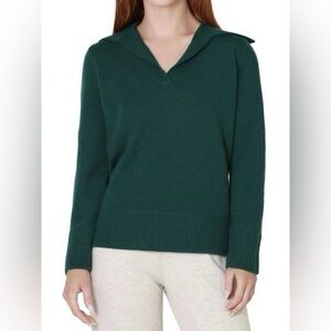 Vince Johnny Collar Wool/Cashmere Sweater Green Size Small